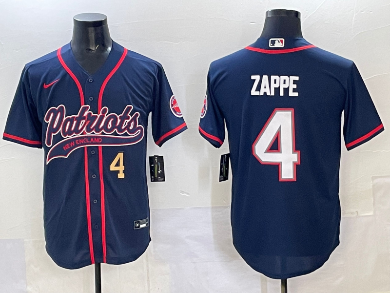 Men 2025 New England Patriots #4 Zappe blue Nike NFL jersey style 12